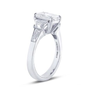 5 stone diamond engagement ring with emerald center and step cut trapezoid with tapered baguette diamonds 5 stone diamond engagement ring with emerald center and step cut trapezoid with tapered baguette diamonds