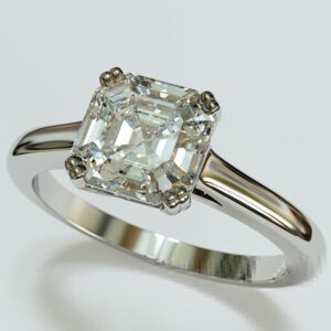 asscher cut diamond solitaire ring