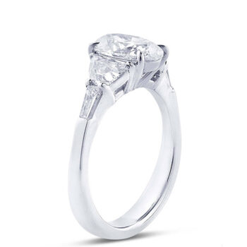 five stone diamond engagement ring with oval center stone tapered baguettes and step cut half moon side stones1