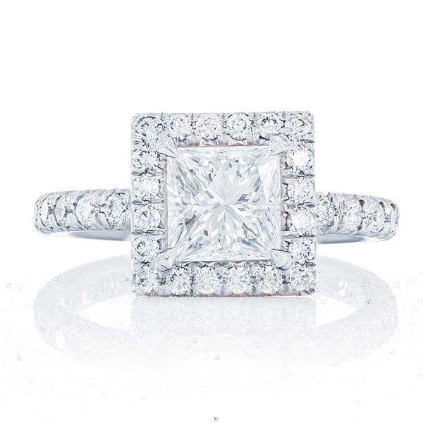 princess cut diamond engagement ring with micro pave