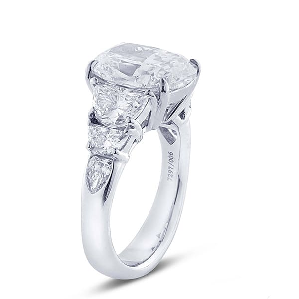 three stone cushion cut diamond engagement rings